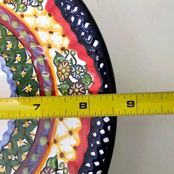 Talavera Arte Espinosa HNOS Pue Mexico Handmade Wall Plate Floral Butterfly 8.5" - Picture 6 of 6